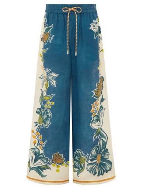 Alemais Pants - Alemais NWT Ludo Wide-Leg Floral Border Pants Sz 2